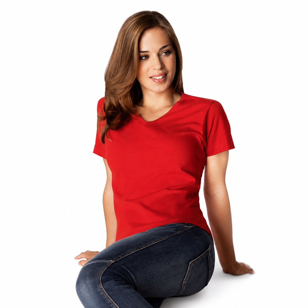 女性のVネックTシャツ