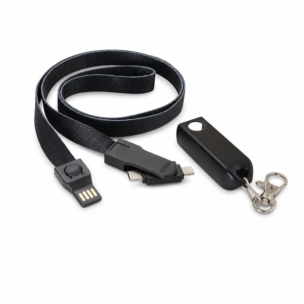 バッジクリップ付き Tri-Charge 3-in-1 ケーブルランヤード