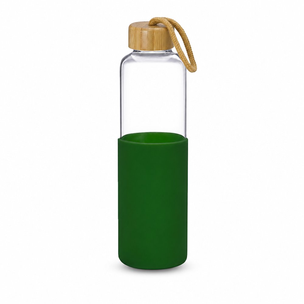 シリコンスリーブ付きナチュラル竹ガラスドリンクボトル(550ml)
