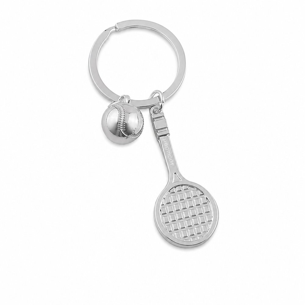 テニスラケット型の金属製キーホルダー