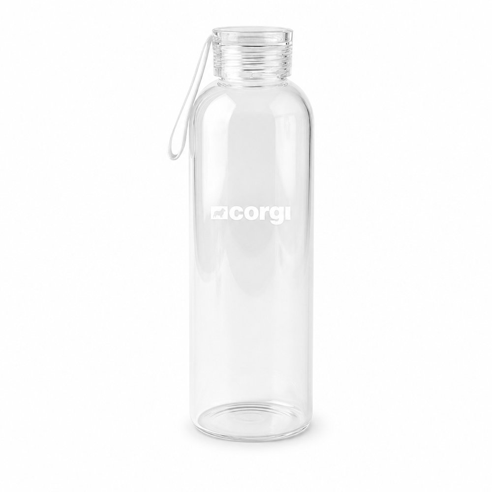 ホウケイ酸ガラス製ドリンクボトル(750ml、シリコンハンドル付き)