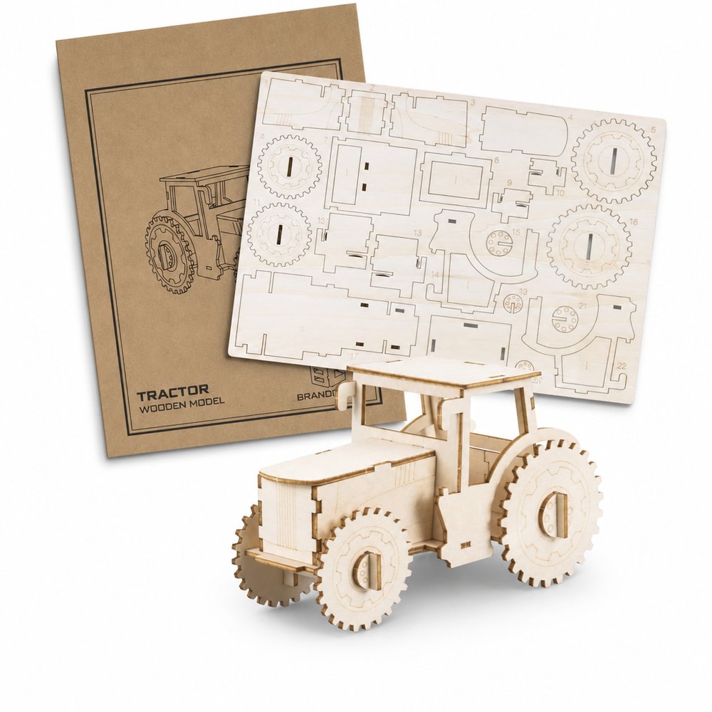 Wooden Tractor Model Kit — Eco Branded Gift