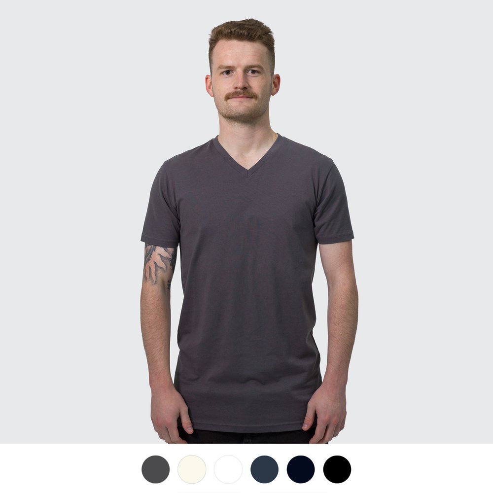 Viva メンズ コットン Vネック Tシャツ
