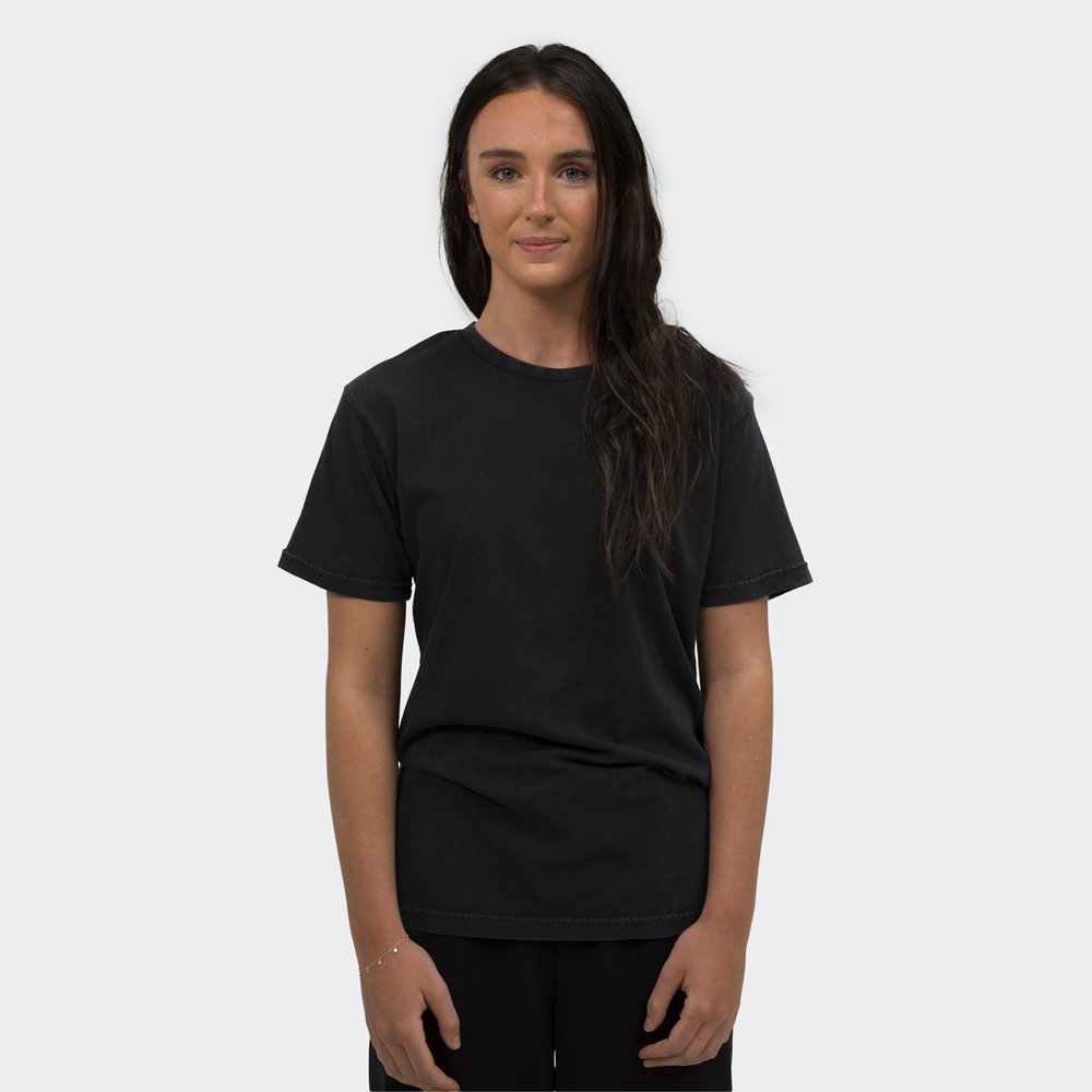 アシッドウォッシュ コットン ユニセックス Tシャツ