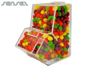 盛り合わせスキットルズとクリアディスペンサー