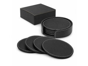 Promotional 5個の革製コースターが丸くセット