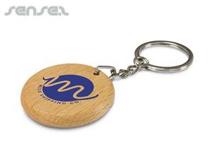 Promotional ナチュラル木製キーリングラウンド