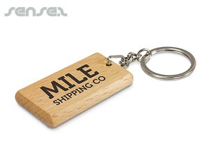 Promotional ナチュラル木製キーリング長方形