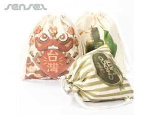 ノベルティ 上にドローストリングが付いたフルカラーコットンバッグ（150gsm）