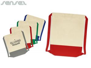 ノベルティ エコ未漂白キャンバスドローストリングバックパック