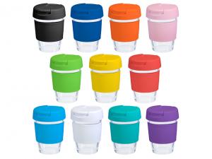 Glass Cups With Flip Lids  (235ml - 8oz)