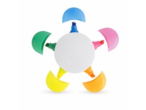 Promotional デイジーシェイプの5色蛍光ペンセット