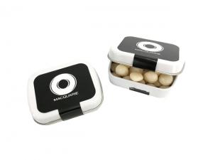 ノベルティ 歯ごたえのあるミントが詰まった長方形のヒンジ缶（30g）