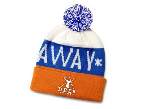 折り返しカフス＆ポンポン付きカスタムジャカードニットビーニー