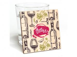 ノベルティ プリントチャンキー合板コースター-スクエア（4mm）