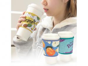 ノベルティ 再利用可能なネオプレンコーヒーカップの袖（3 mm）-カスタム色のステッチ