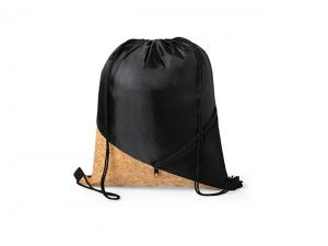 ノベルティ Black Eco Cork Drawstring Backpacks (210D)
