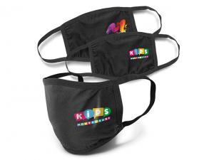 ノベルティ Reusable Black Cotton Face Masks (3-ply, 130gsm) - Adult & Kids Sizes