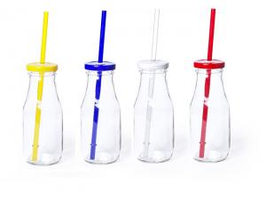 ノベルティ Colourful Glass Bottles With Straw (320ml)