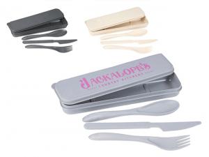 ノベルティ Eco Bamboo Cutlery Sets In Travel Case