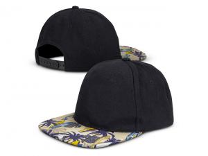 ノベルティ フルカラープリントヘビーブラッシュドコットンフラットピークキャップ