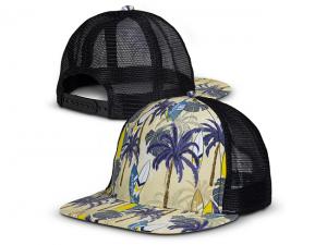 ノベルティ フルカラープリントポリエステルフラットピークトラッカーメッシュキャップ