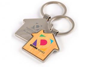 ノベルティ 家の形をした竹のキーホルダー