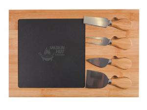 ノベルティ 竹製チーズボード（取り外し可能なスレート製インサート付き