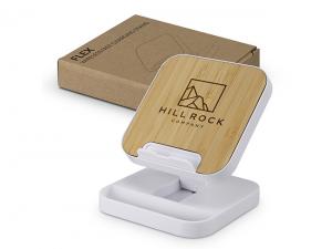 ノベルティ 竹パネル付き15W多機能ワイヤレス電話充電器