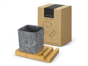 ノベルティ 竹製スマートフォンスタンド デスクキャディ