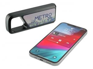 クリップ式ブランデッドBluetoothスピーカー（2W・ポータブル・内蔵マイク付き）