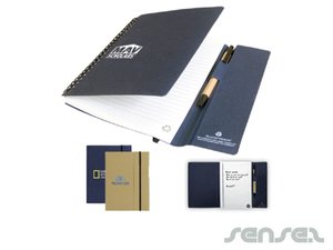 Promotional リサイクルタッカーノート＆ペンセット（A5）